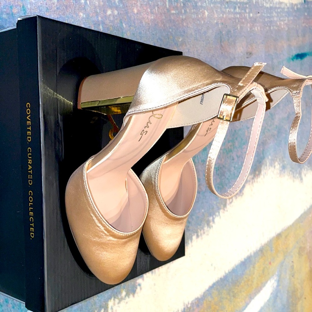 Lulus Laura Champagne Satin Ankle Strap Heels